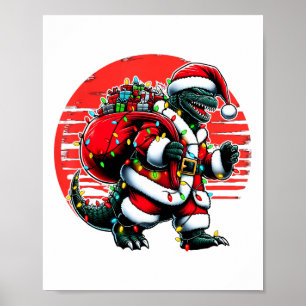 Póster Camiseta de Navidad de Santazilla Monstruo Japonés