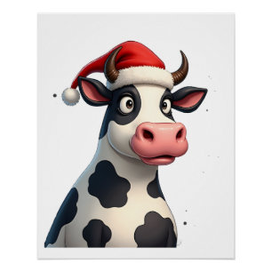Póster Camiseta de Navidad de Vaca Colorida Pop Art (1)