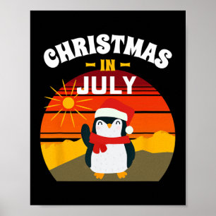 Póster Camiseta de Navidad en Julio Pingüino de Verano Na