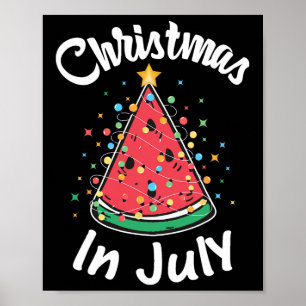 Póster Camiseta de Navidad en Julio Sandía Árbol de Navid