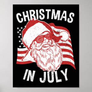 Póster Camiseta De Navidad En Julio Santa Retro Hipster 4