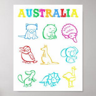 Póster Camiseta de niño pequeño del día de Australia Anim