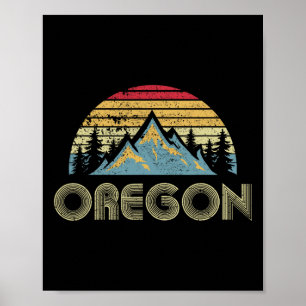 Póster Camiseta de Oregon - Montañas Retro Vintage Natura