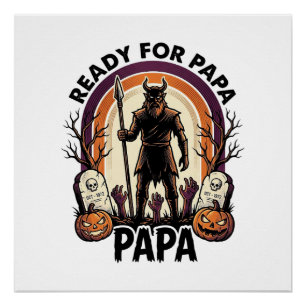 Póster Camiseta de Papá de Halloween Vintage Cementerio A