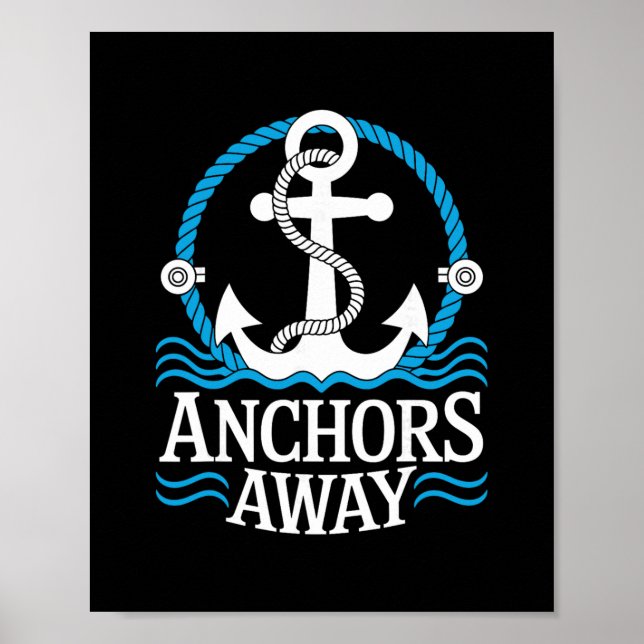 Póster Camiseta de pareja de crucero divertida Anchors Aw (Frente)