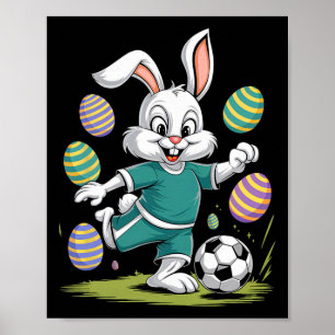 Póster Camiseta de Pascua de fútbol niños conejito de Pas
