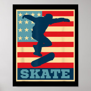 Póster Camiseta de patinaje con bandera americana Tee Ska