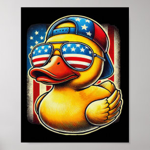 Póster Camiseta de pato de goma bandera de EE. UU. Regalo