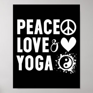 Póster Camiseta de Paz Amor Y Yoga, Me Encantan Las Camis