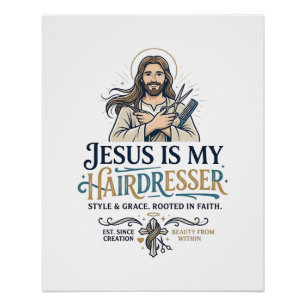 Póster Camiseta de peluquería Salón de Belleza Jesús Insp