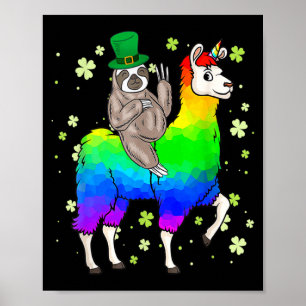 Póster Camiseta de perezoso montando un leprechaun de lla