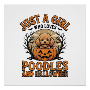 Póster Camiseta de perro de calabaza vintage de niña de H