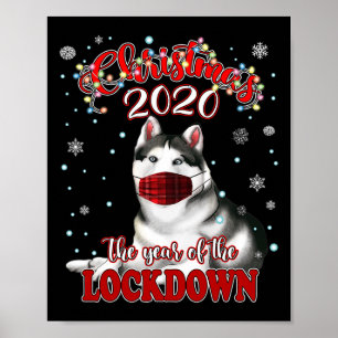 Póster Camiseta de perro Husky siberiano de Navidad Cuare