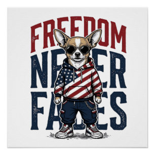 Póster Camiseta de perro vintage de libertad Chihuahua pa