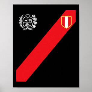 Póster Camiseta de Perú Escudo de la Bandera Peruana Retr