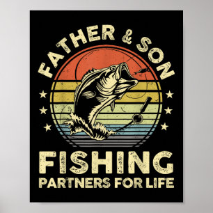 Póster Camiseta de pesca divertida para padre e hijo B Fi