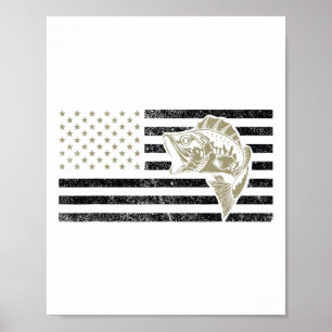Póster Camiseta de pesca para hombres - Bandera estadouni