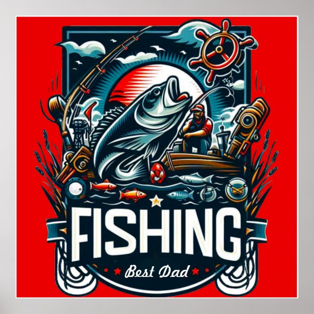 Póster Camiseta de pesca personalizada (Frente)
