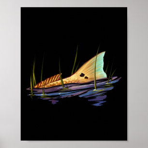 Póster Camiseta de pez tambor rojo de cola de redfish roj