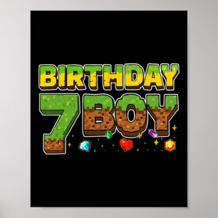Póster Camiseta de píxeles divertida para niño cumpleaños