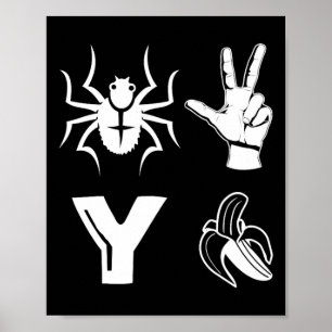 Póster Camiseta de plátano y araña 2 divertida para amant