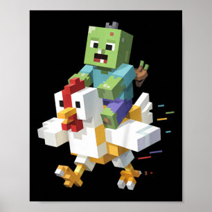 Póster Camiseta de pollo Jock para niños Pixel Art Gamer 