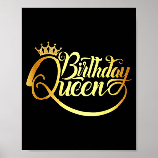 Póster Camiseta de reina de cumpleaños para damas Corona 