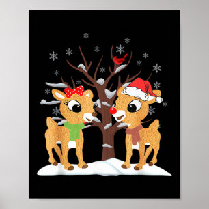 Póster Camiseta de Rudolph y Clarice Navidad Niñas Tee