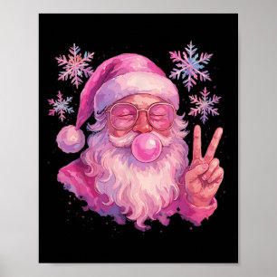 Póster Camiseta de Santa Claus soplando burbujas de chicl