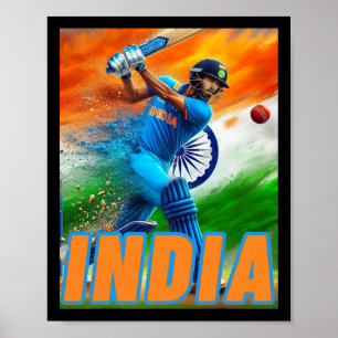 Póster Camiseta de seguidores de críquet de la India - Cr