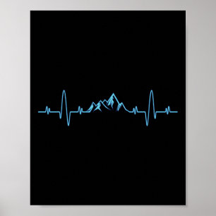 Póster Camiseta de senderismo Mountains Heartbeat - Monta
