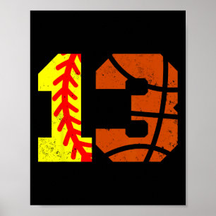 Póster Camiseta de Softll Sketll Número 13 Cumpleaños Div