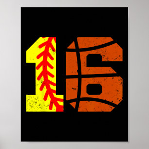 Póster Camiseta de Softll Sketll Número 16 Cumpleaños Div