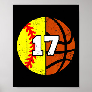Póster Camiseta de Softll Sketll Número 17 Cumpleaños Div