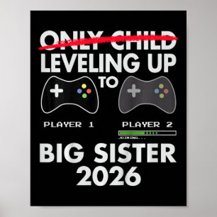 Póster Camiseta de subir de nivel a hermana mayor 2026 -