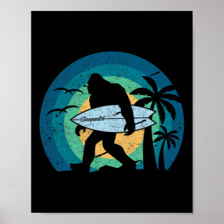 Póster Camiseta de surf de Bigfoot divertida Sasquatch Ye