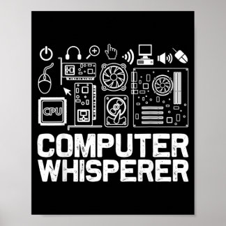 Póster Camiseta de susurrador de computadora Soporte técn