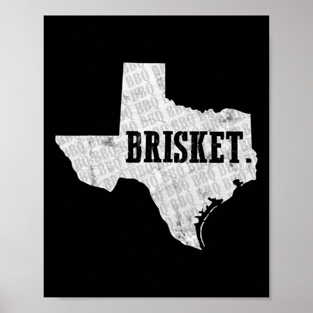 Póster Camiseta De Texas Brisket Bbq Y Pitmaster (Frente)