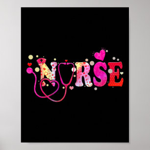 Póster Camiseta de trabajo de San Valentín para enfermera
