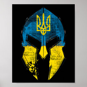 Póster Camiseta de Ucrania Sparta Casco Escudo de Ucrania