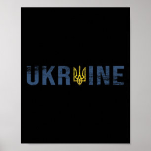 Póster Camiseta de Ucrania Tryzub Tridente Emblema Milita