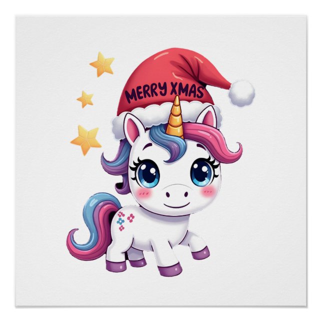 Póster Camiseta de Unicornio de Navidad (2) (Anverso)