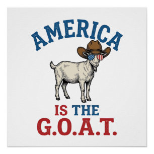 Póster Camiseta de vaquero de cabra patriótica América es