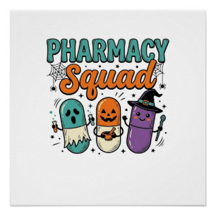 Póster Camiseta de vector vintage de Halloween de escuadr