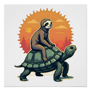 Póster Camiseta de viaje de animal retro de tortuga de pe