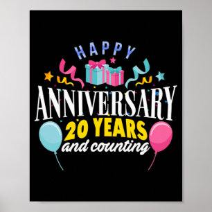 Póster Camiseta del 20° Aniversario Boda para parejas 20 