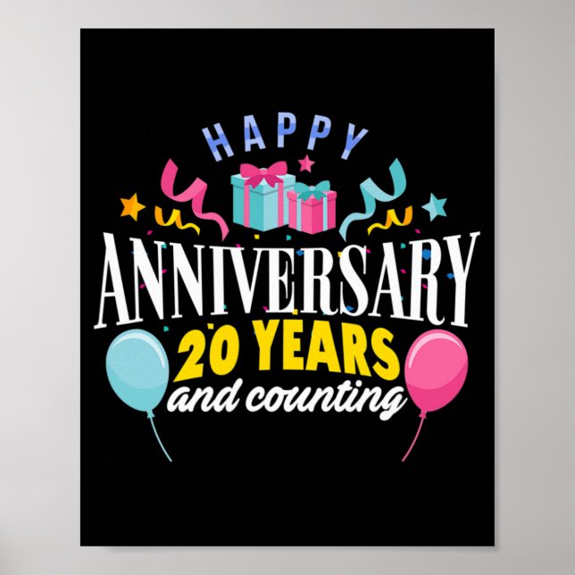 Póster Camiseta del 20° Aniversario Boda para parejas 20  (Frente)