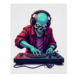 Póster Camiseta del Festival de Música Zombie DJ � Hallow