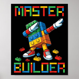Póster Camiseta del Maestro Constructor Bloques de Dabbin