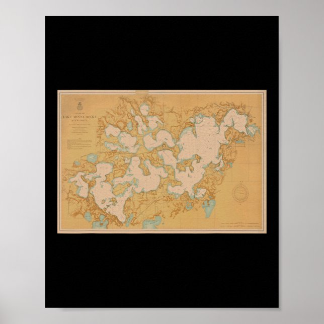 Póster Camiseta del mapa del lago Minnetonka  (Frente)